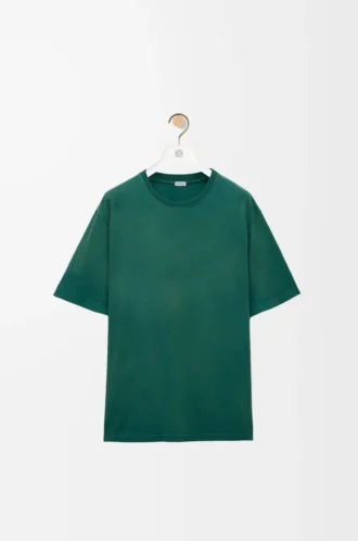 Lockeres T-Shirt aus Baumwolle Dunkelgrün