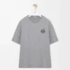 Lockeres T-Shirt aus Baumwolle in Grau meliert