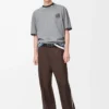 Lockeres T-Shirt aus Baumwolle in Grau meliert