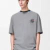Lockeres T-Shirt aus Baumwolle in Grau meliert