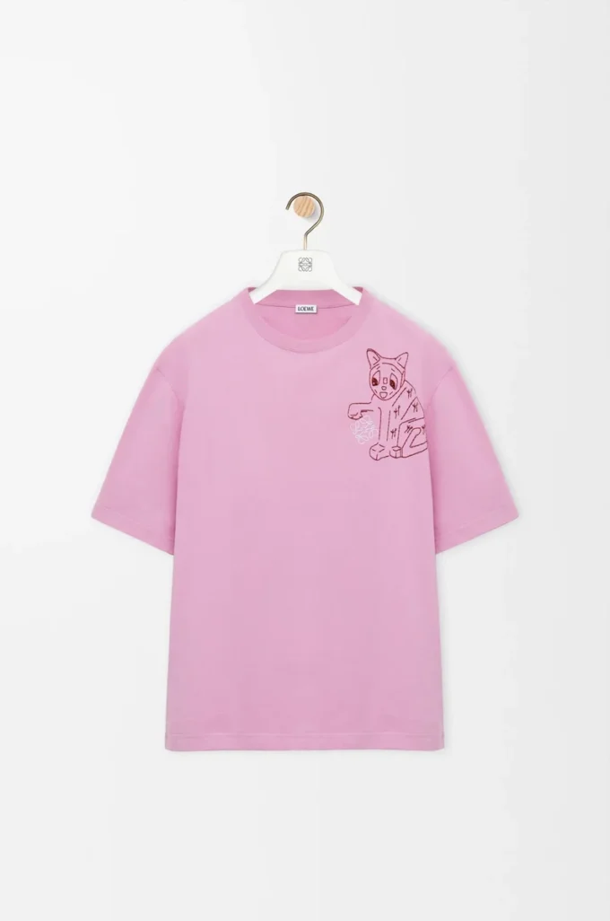 Lockeres T-Shirt aus Baumwolle in Pink