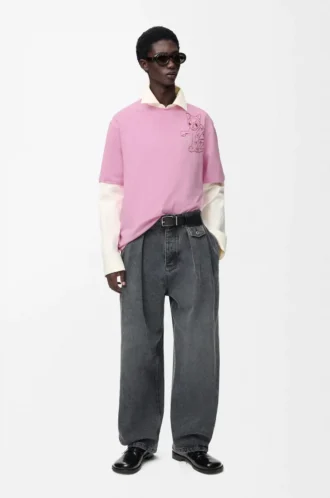 Lockeres T-Shirt aus Baumwolle in Pink