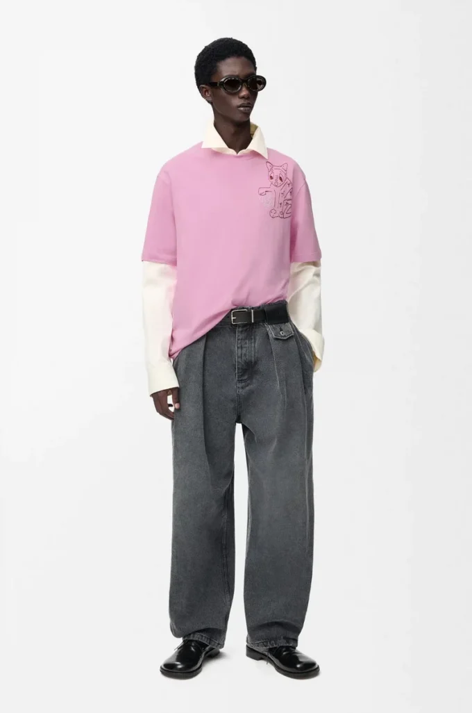 Lockeres T-Shirt aus Baumwolle in Pink
