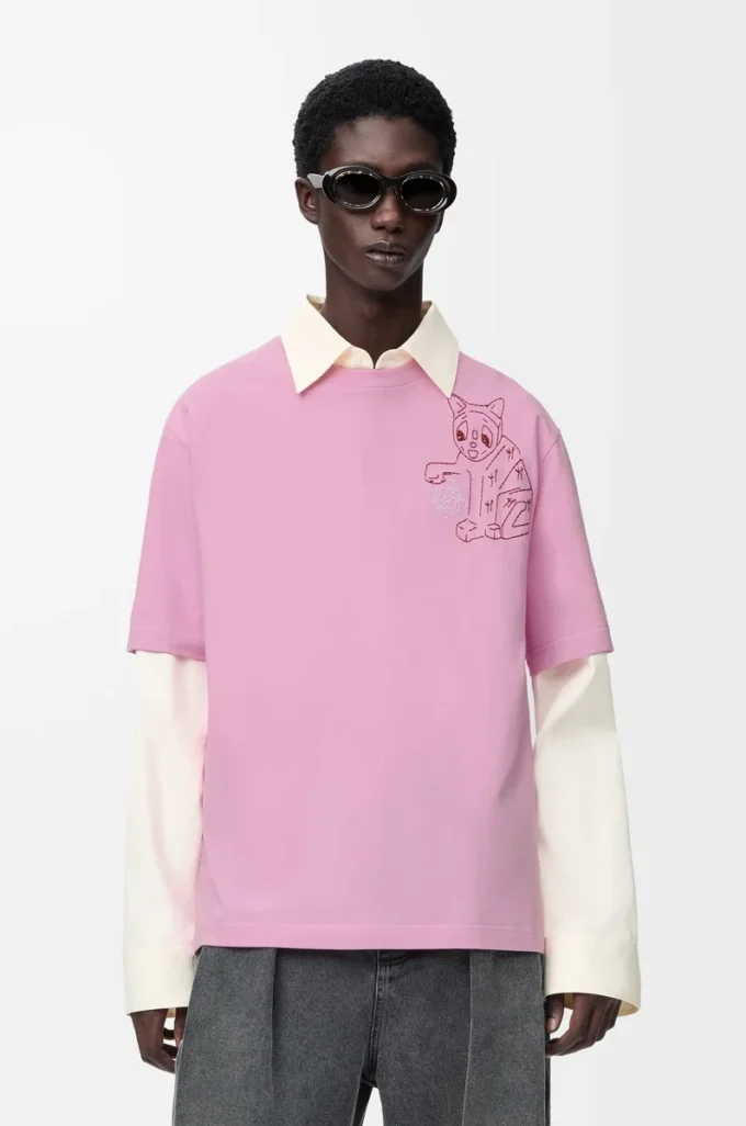 Lockeres T-Shirt aus Baumwolle in Pink