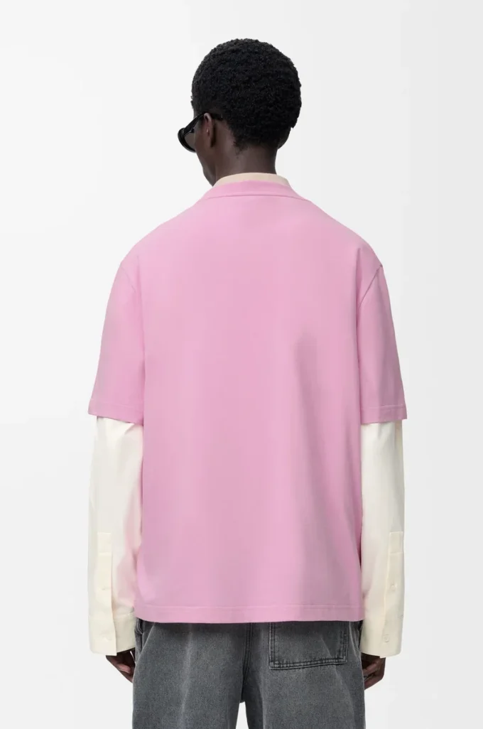 Lockeres T-Shirt aus Baumwolle in Pink