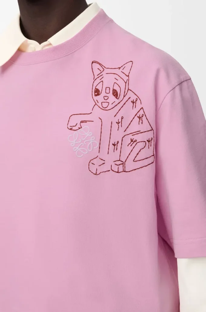 Lockeres T-Shirt aus Baumwolle in Pink