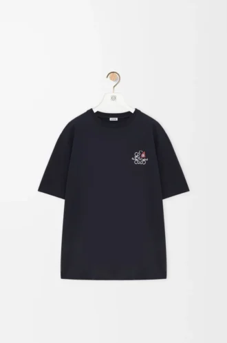 Lockeres T-Shirt aus Baumwolle Marineblau