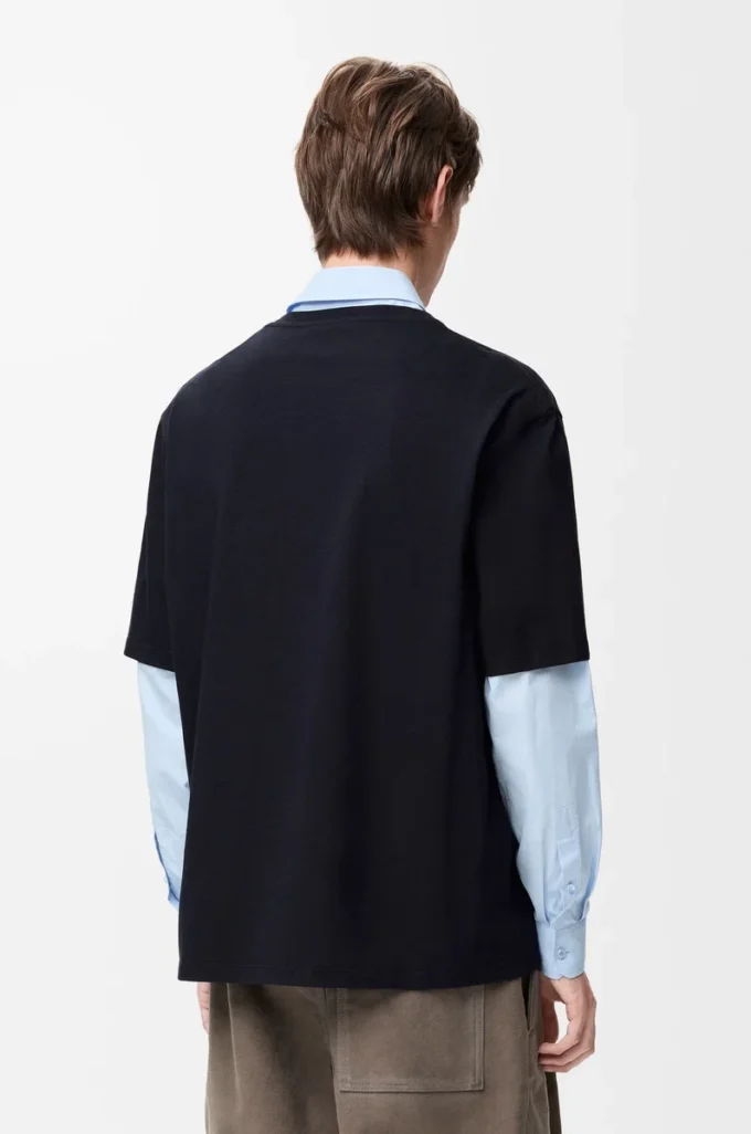 Lockeres T-Shirt aus Baumwolle Marineblau