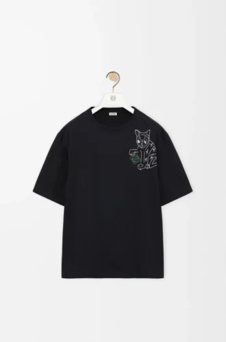Lockeres T-Shirt aus Baumwolle Schwarz