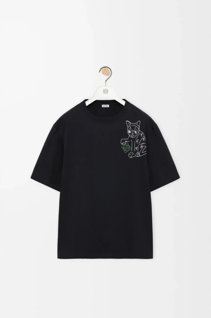 Lockeres T-Shirt aus Baumwolle Schwarz
