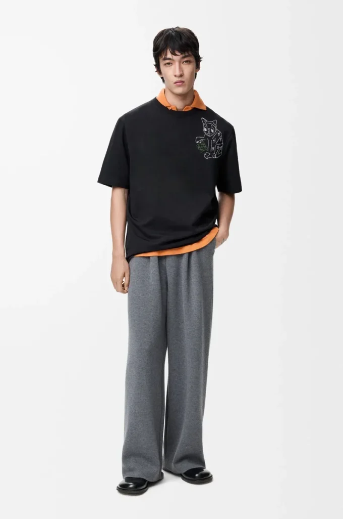 Lockeres T-Shirt aus Baumwolle Schwarz