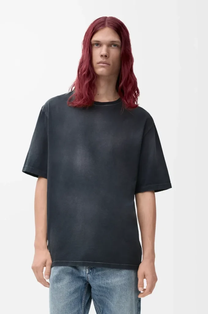Lockeres T-Shirt aus Baumwolle Schwarz
