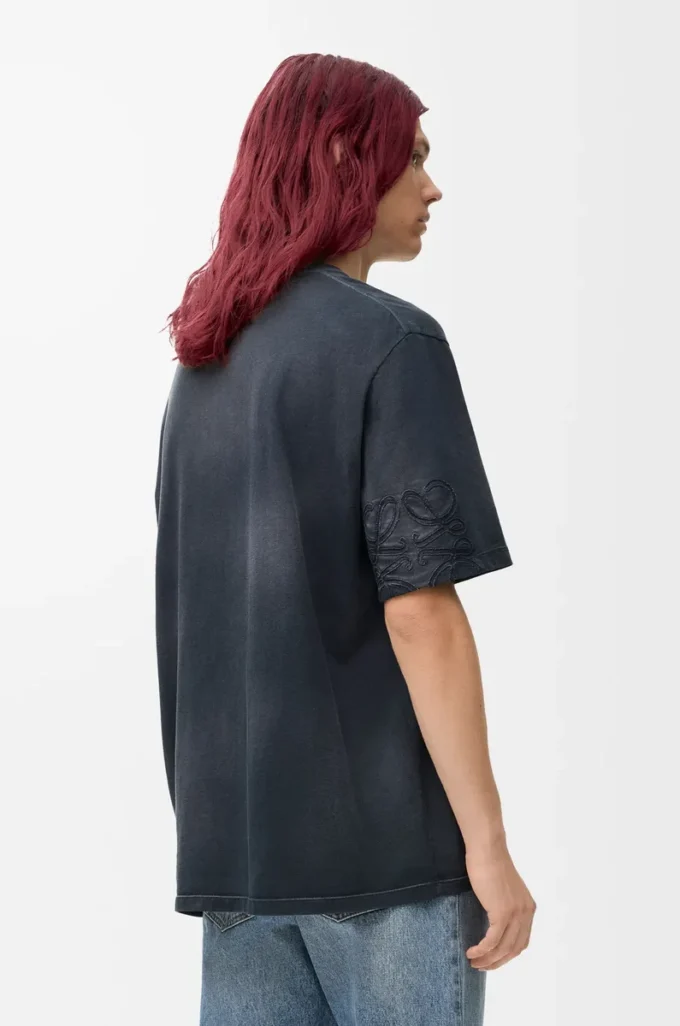 Lockeres T-Shirt aus Baumwolle Schwarz