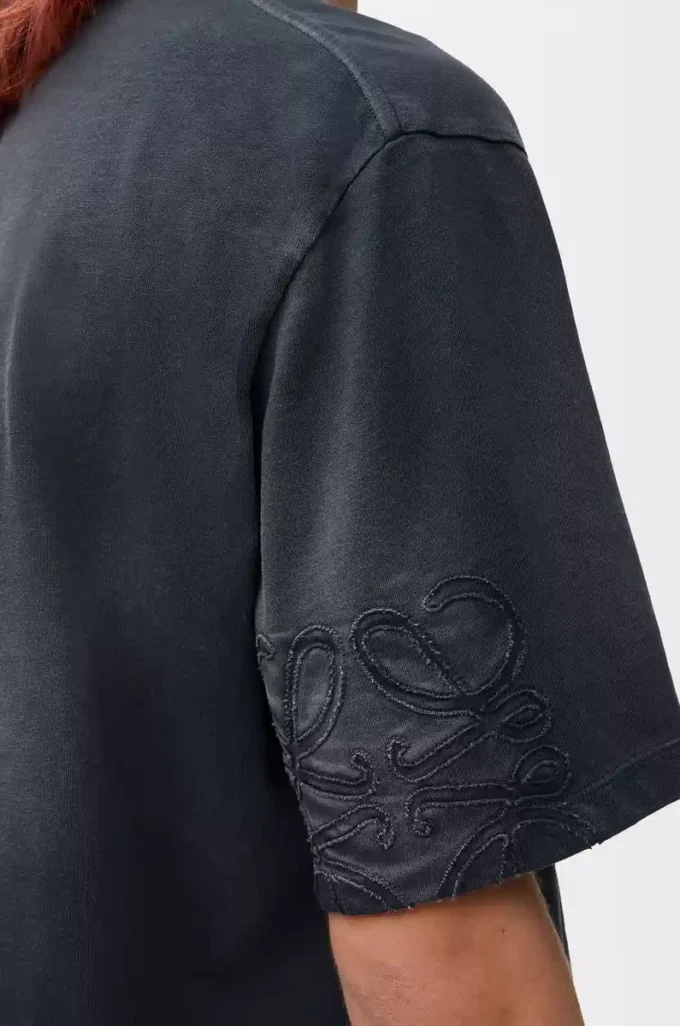 Lockeres T-Shirt aus Baumwolle Schwarz