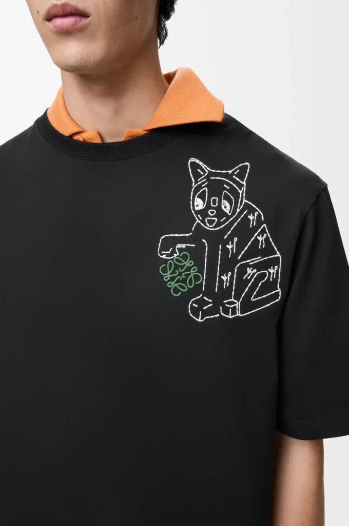 Lockeres T-Shirt aus Baumwolle Schwarz