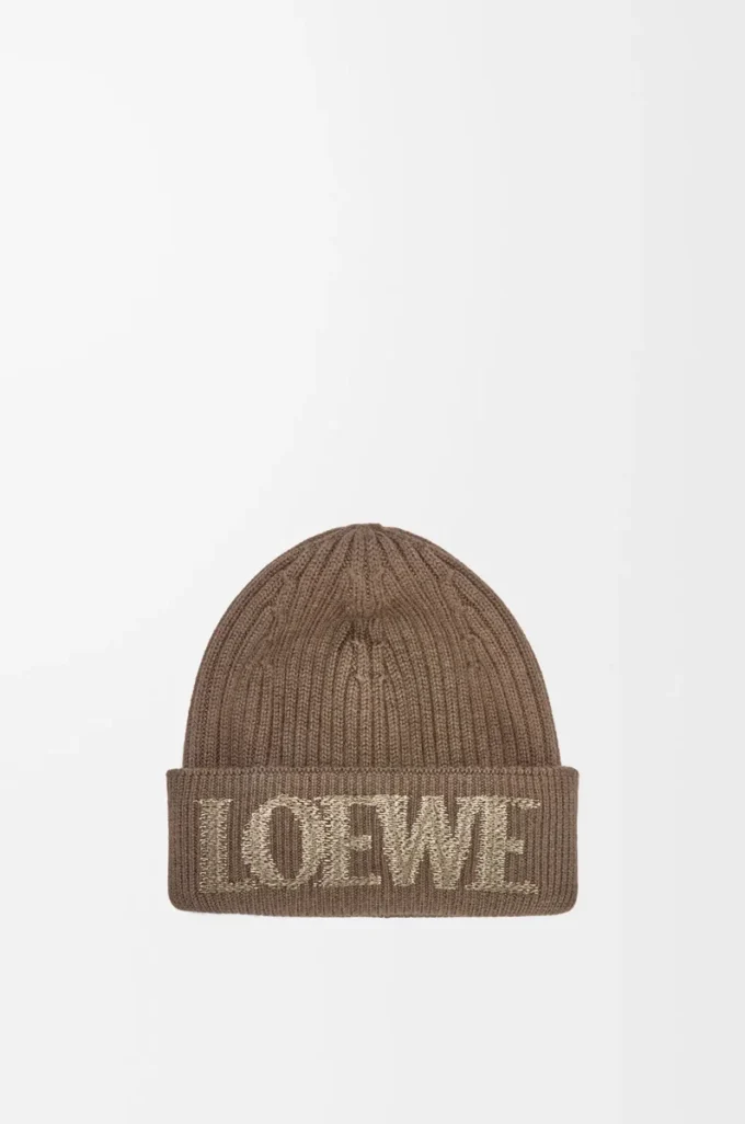LOEWE Beanie aus Wolle Hellbraun
