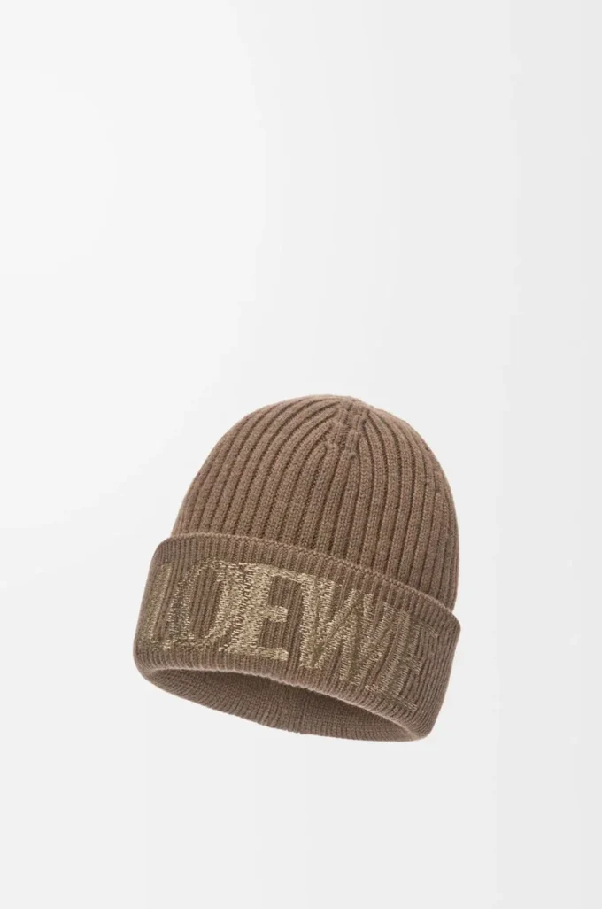 LOEWE Beanie aus Wolle Hellbraun
