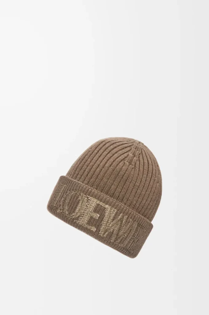 LOEWE Beanie aus Wolle Hellbraun