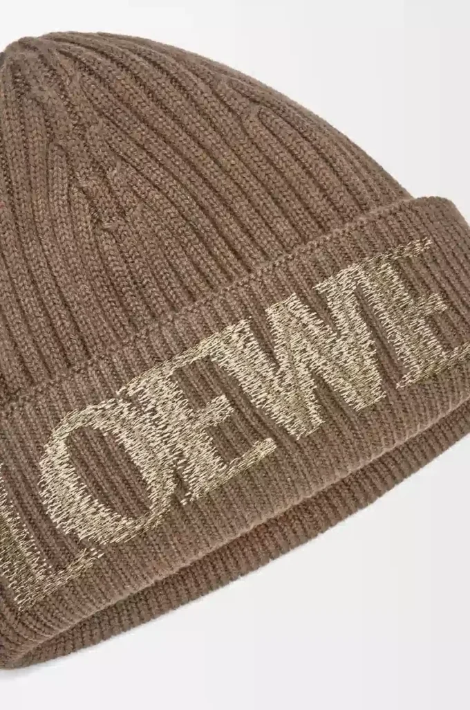 LOEWE Beanie aus Wolle Hellbraun