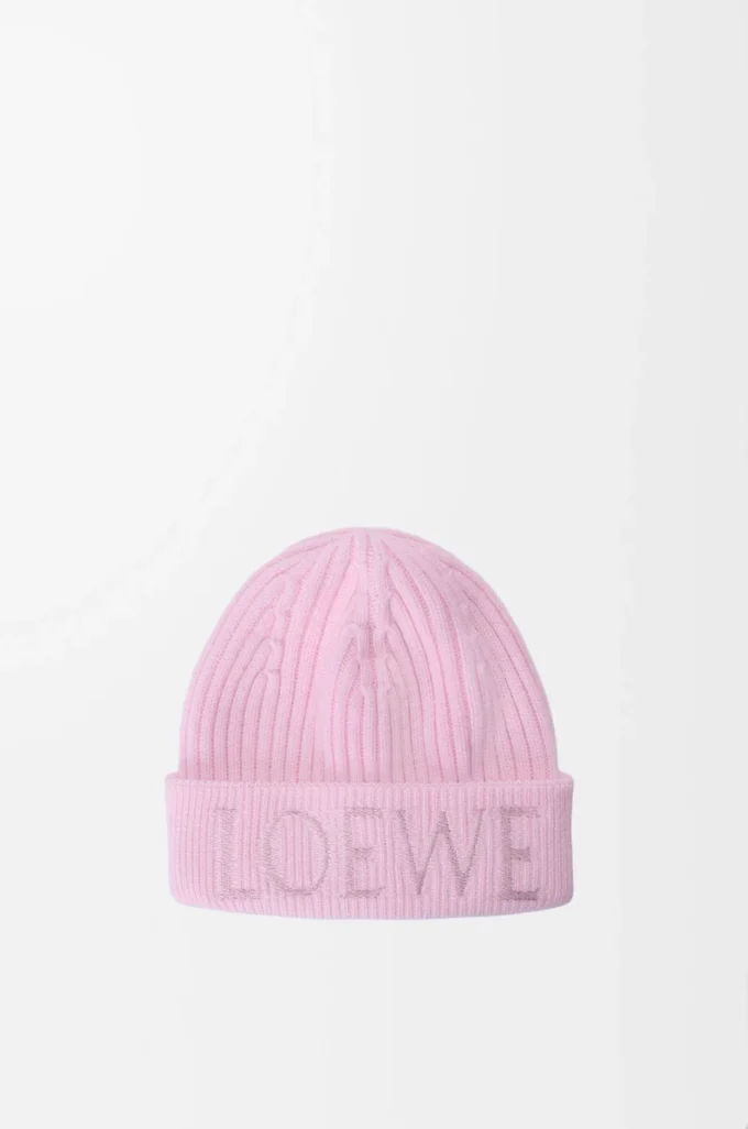 LOEWE Beanie aus Wolle in Hellrosa