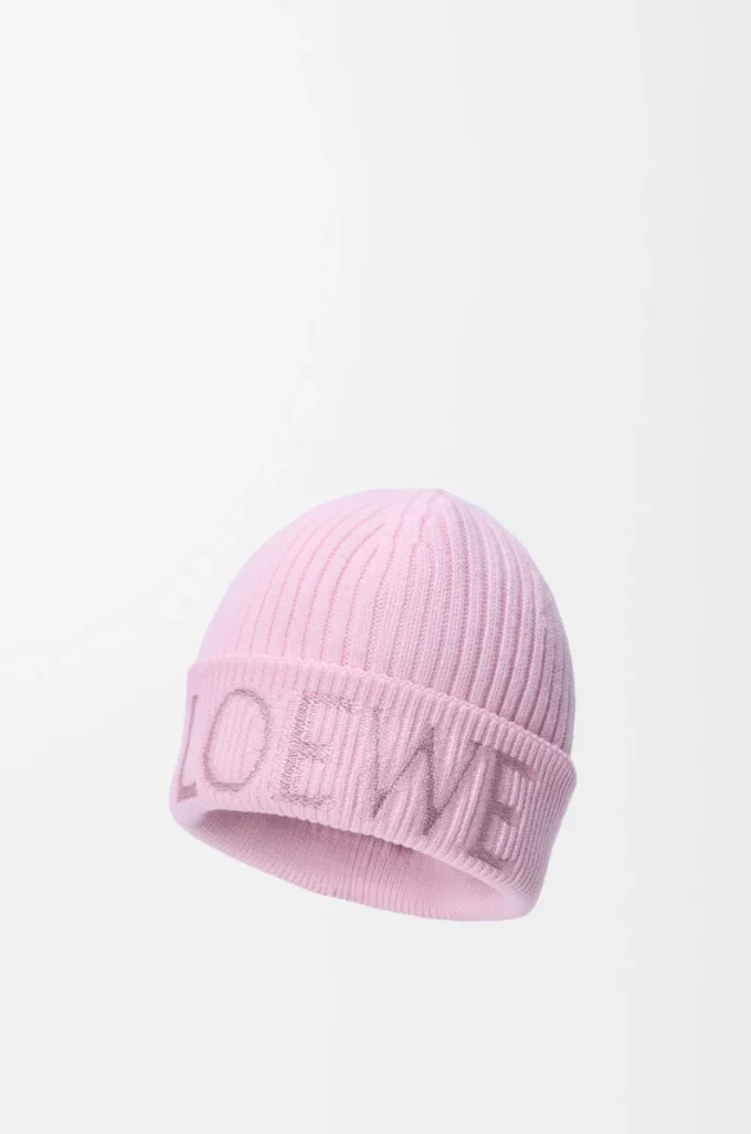 LOEWE Beanie aus Wolle in Hellrosa