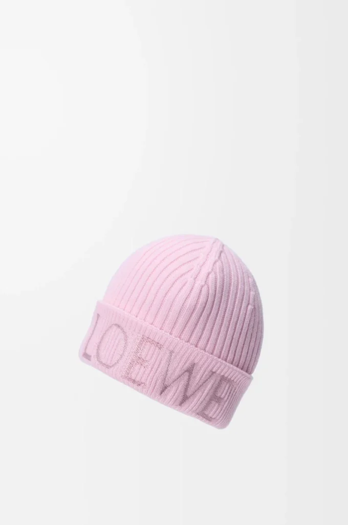 LOEWE Beanie aus Wolle in Hellrosa