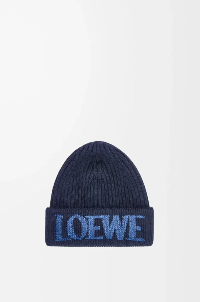 LOEWE-Beanie aus Wolle in Navy Blue