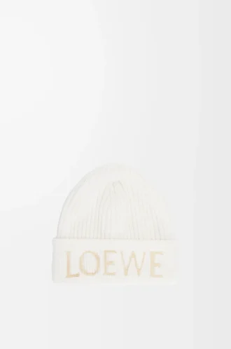 LOEWE Beanie aus Wolle in Weiß