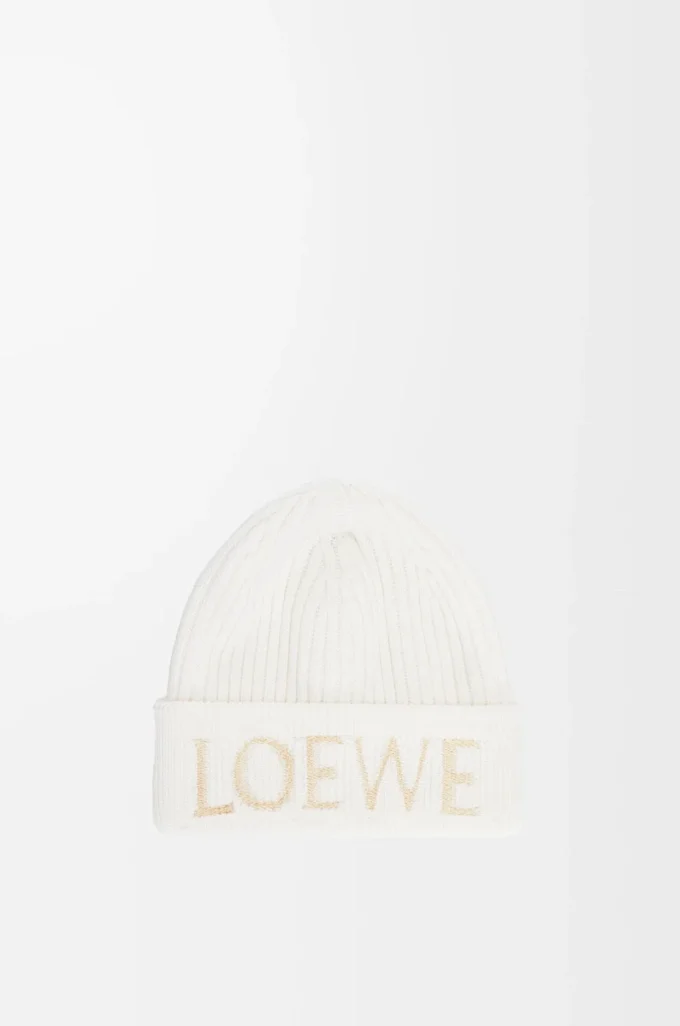 LOEWE Beanie aus Wolle in Weiß