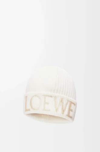 LOEWE Beanie aus Wolle in Weiß
