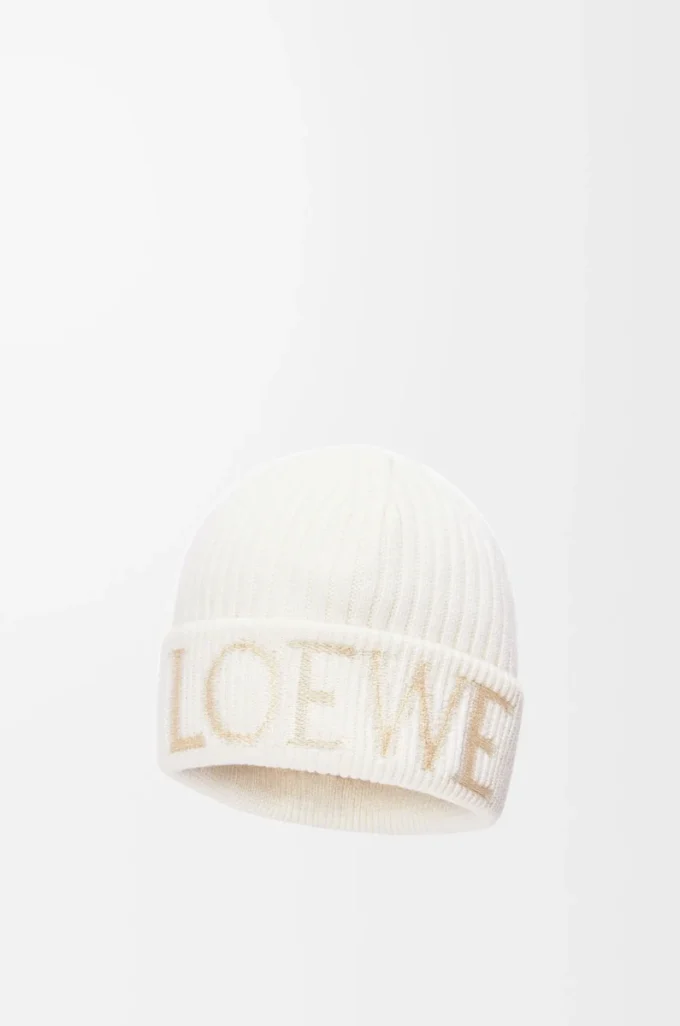 LOEWE Beanie aus Wolle in Weiß