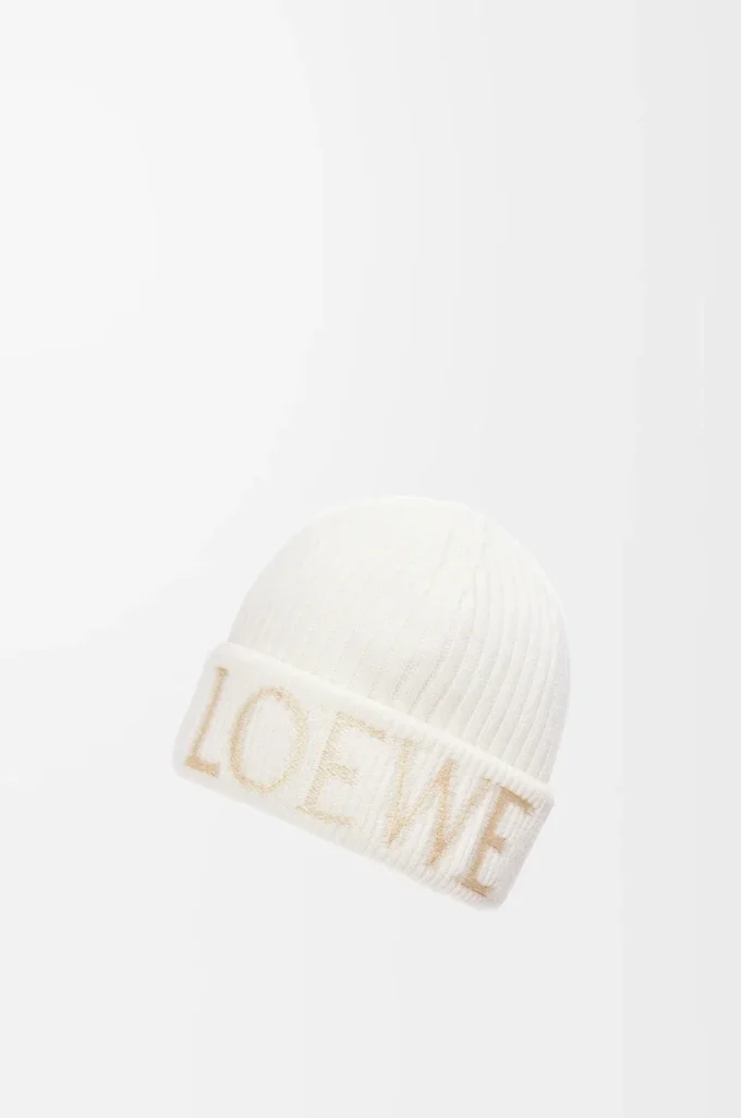 LOEWE Beanie aus Wolle in Weiß