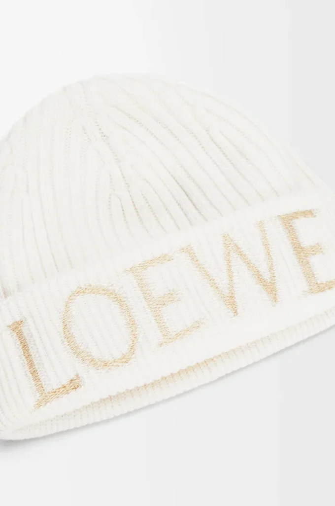 LOEWE Beanie aus Wolle in Weiß
