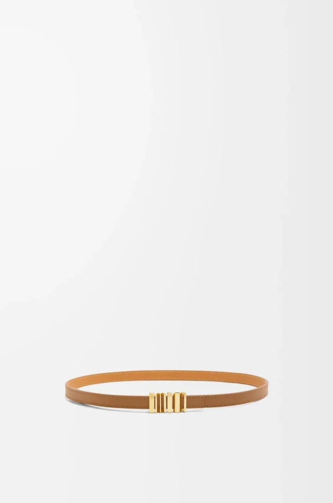 LOEWE Grafikgürtel aus glattem Kalbsleder Oak/Gold