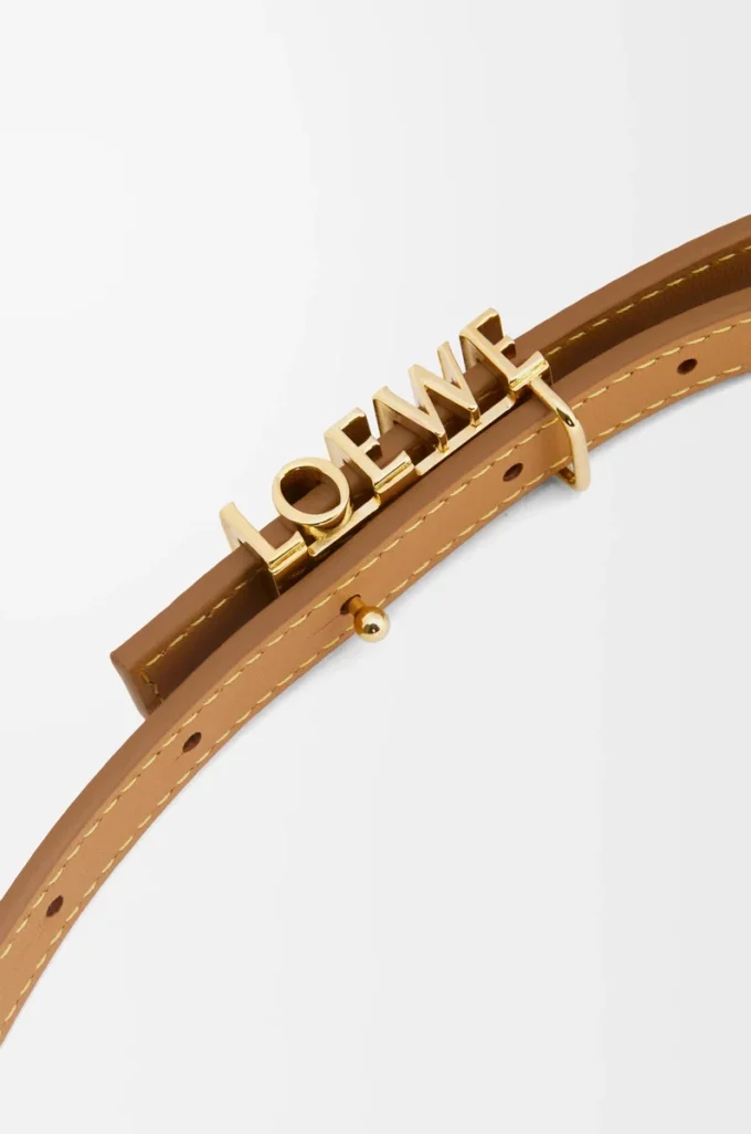 LOEWE Grafikgürtel aus glattem Kalbsleder Oak/Gold