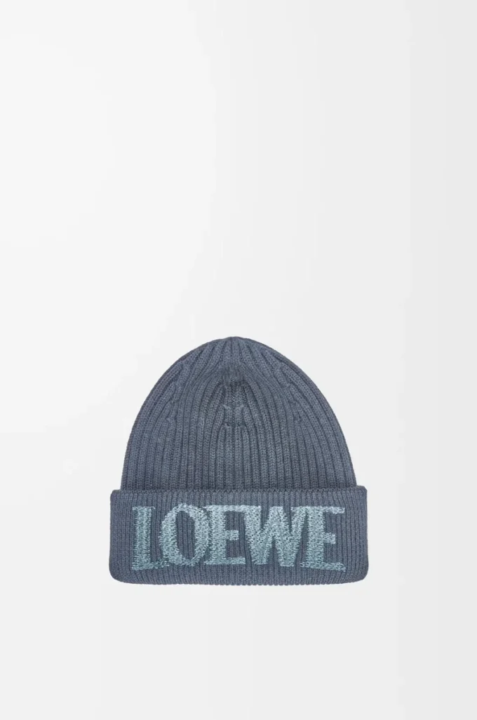 LOEWE Mütze aus Wolle in Graublau
