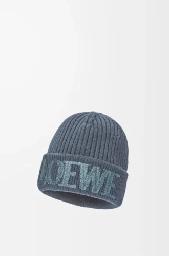 LOEWE Mütze aus Wolle in Graublau