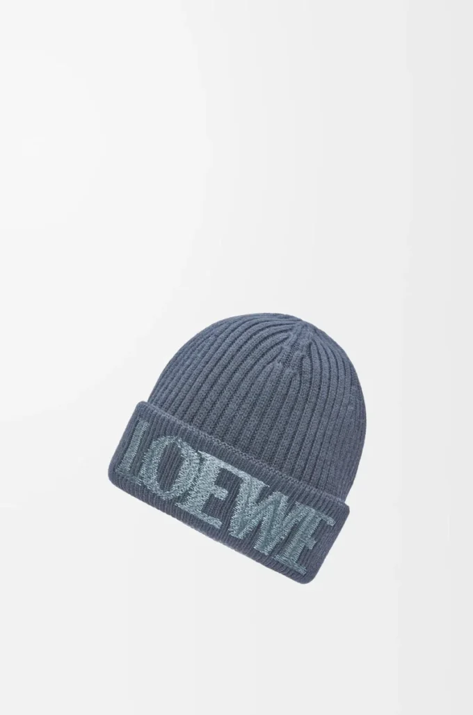 LOEWE Mütze aus Wolle in Graublau