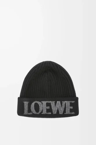 LOEWE Mütze aus Wolle in Schwarz