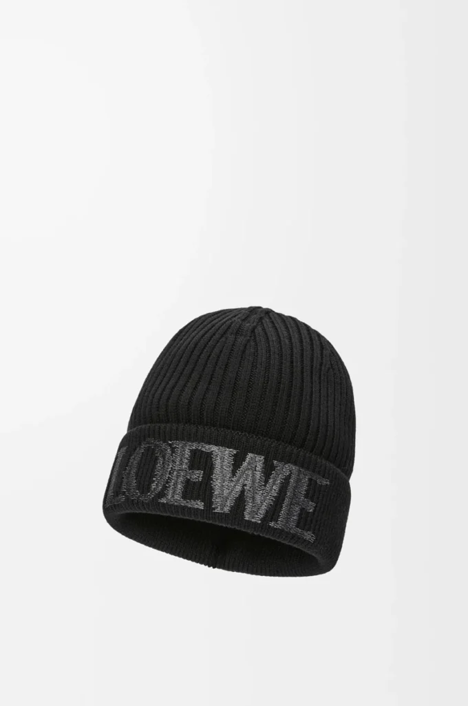 LOEWE Mütze aus Wolle in Schwarz