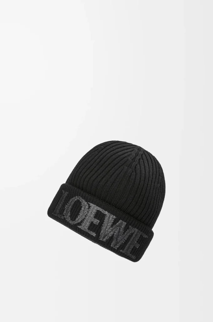 LOEWE Mütze aus Wolle in Schwarz