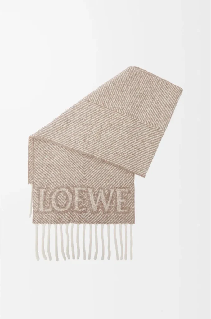 LOEWE-Schal aus Alpaka- und Wollmischung Beige/Ecru