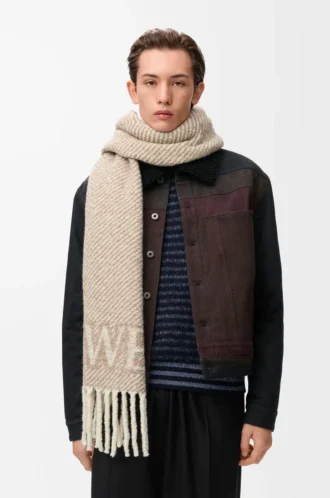 LOEWE-Schal aus Alpaka- und Wollmischung Beige/Ecru