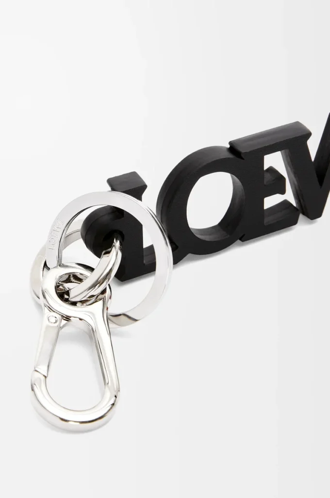 LOEWE Signature-Anhänger aus glattem Kalbsleder Schwarz