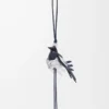 Magpie-Anhänger aus klassischem Kalbsleder Schwarz/Silber