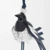 Magpie-Anhänger aus klassischem Kalbsleder Schwarz/Silber