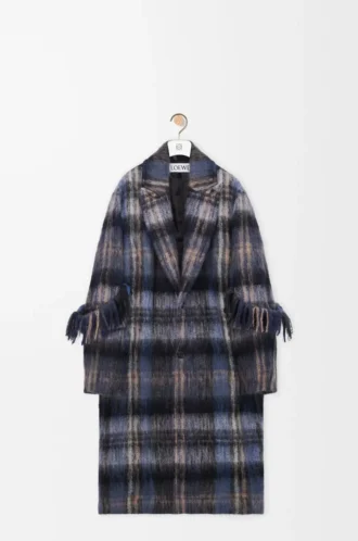 Mantel aus Mohair-Wollmischung Blau/Mehrfarbig