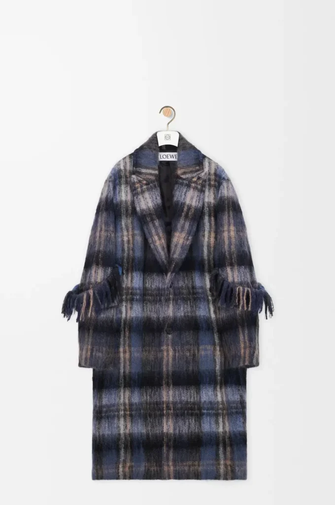 Mantel aus Mohair-Wollmischung Blau/Mehrfarbig