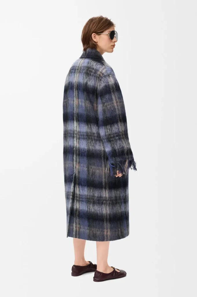 Mantel aus Mohair-Wollmischung Blau/Mehrfarbig