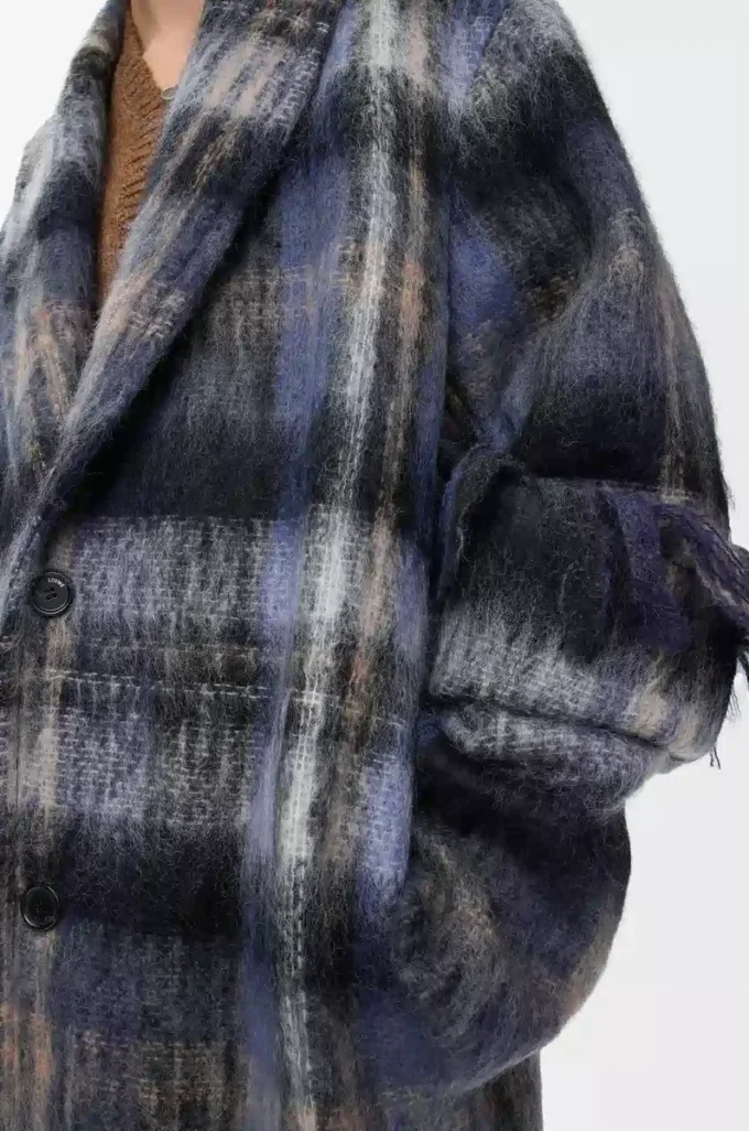 Mantel aus Mohair-Wollmischung Blau/Mehrfarbig
